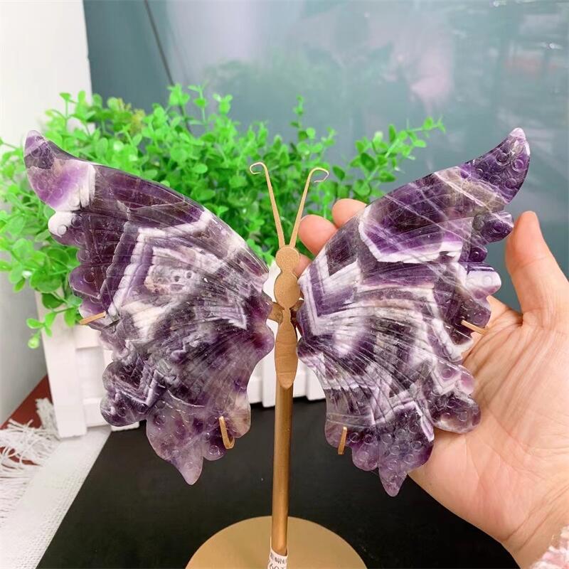 Dream Amethyst Crystal Butterfly Wings with Stand