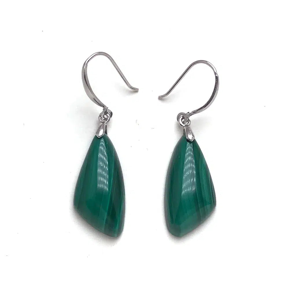 Elegant Natural Malachite Earrings Sterling 925 Silver