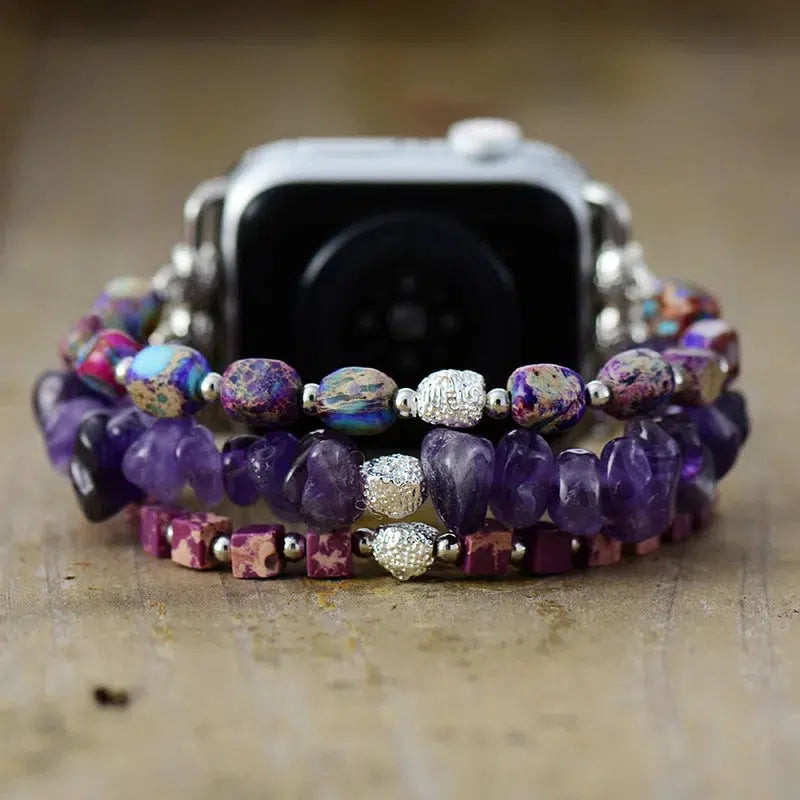 Emperor Jasper And Amethyst Stretch Smart Watch Strap