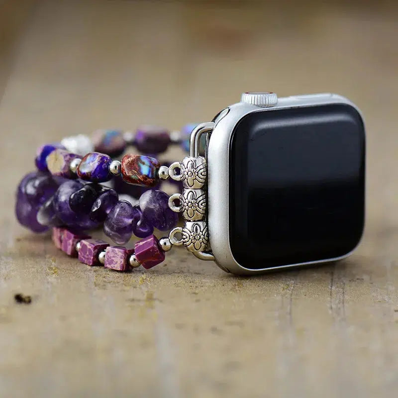 Emperor Jasper And Amethyst Stretch Smart Watch Strap