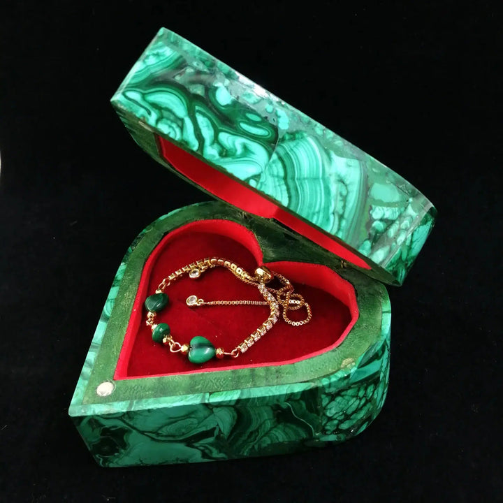 Exquisite Malachite Jewelry Box - Heart-Shaped Luxury Keepsake Container