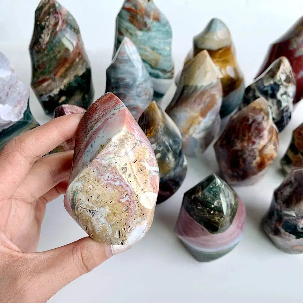 Exquisite Ocean Jasper Crystal Flame