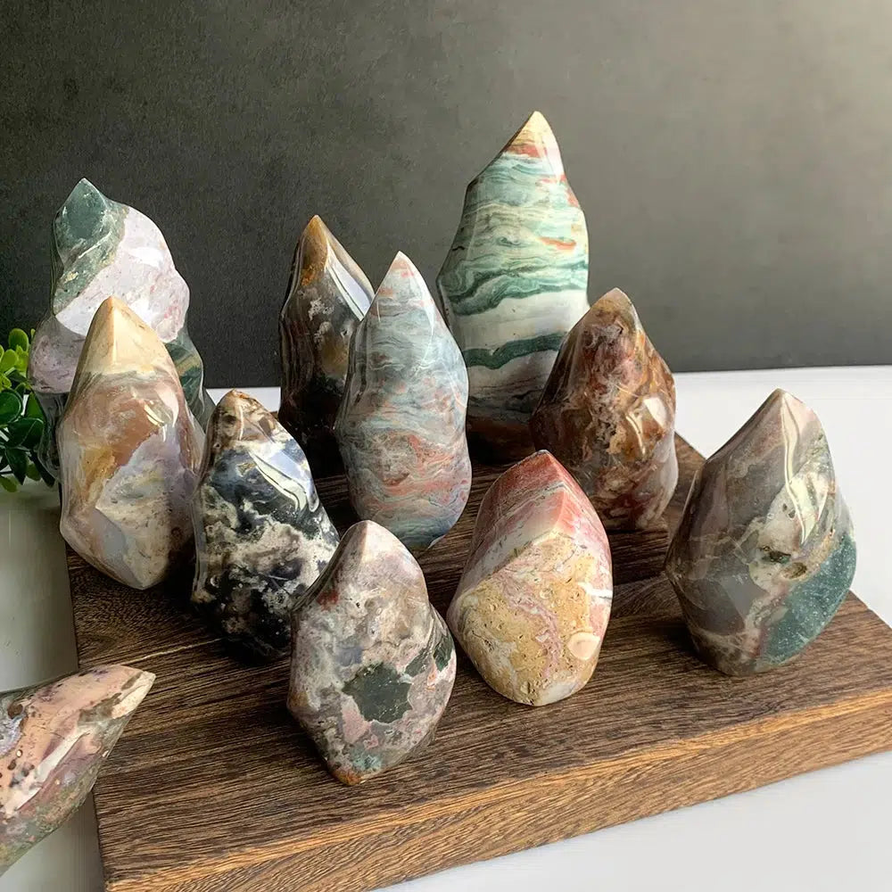 Exquisite Ocean Jasper Crystal Flame