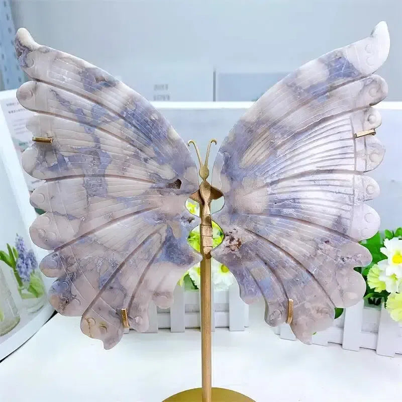 Flower Agate Butterfly Crystal Wings