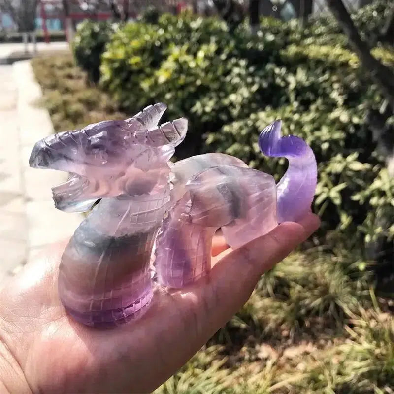 Fluorite 3 Piece Carved Dragon