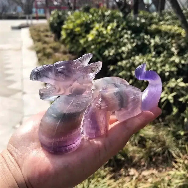 Fluorite 3 Piece Carved Dragon