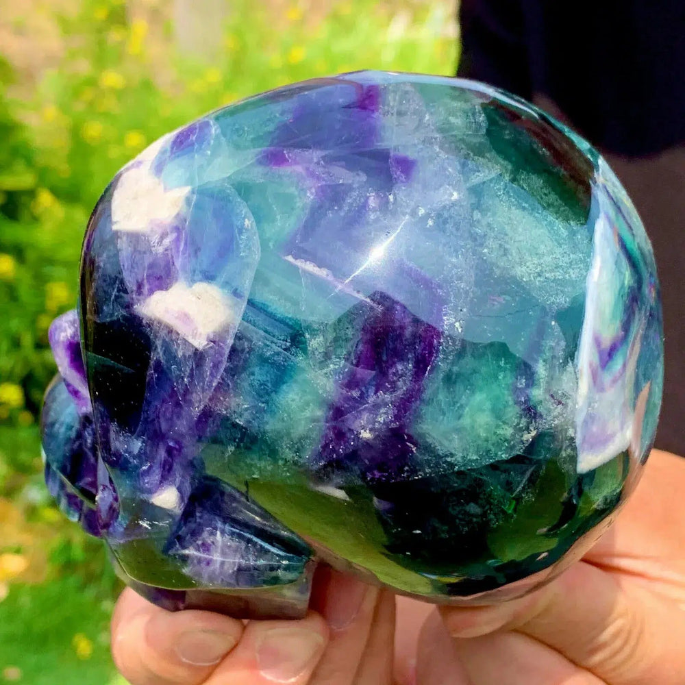 Fluorite Crystal Hand Carved Skull