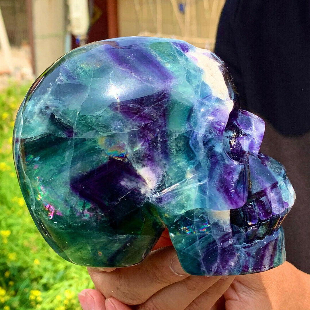 Fluorite Crystal Hand Carved Skull