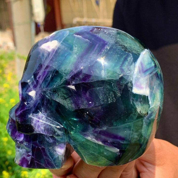 Fluorite Crystal Hand Carved Skull