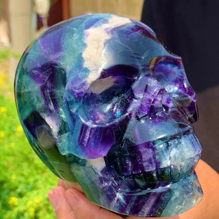 Fluorite Crystal Hand Carved Skull