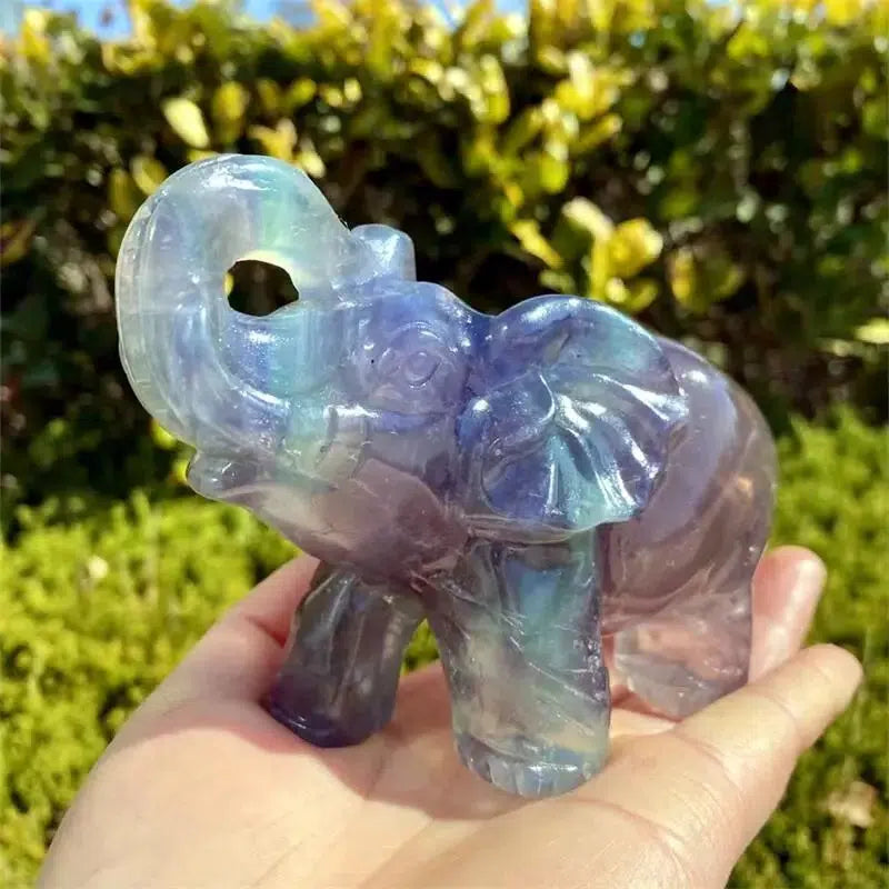 Fluorite Elephant Carving