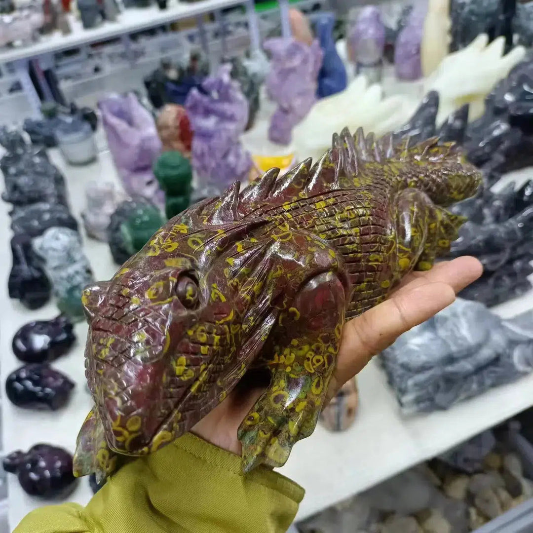 Fruit Jasper Carved Lizard