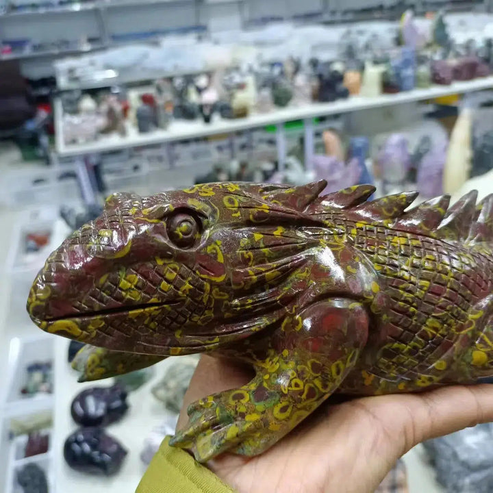 Fruit Jasper Carved Lizard