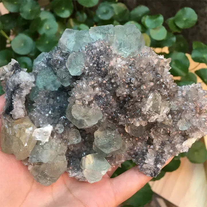 Fujian Quartz and Fluorite and Calcite Symbiosis Cluster