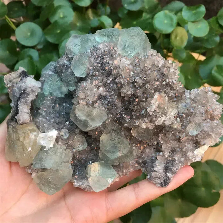 Fujian Quartz and Fluorite and Calcite Symbiosis Cluster