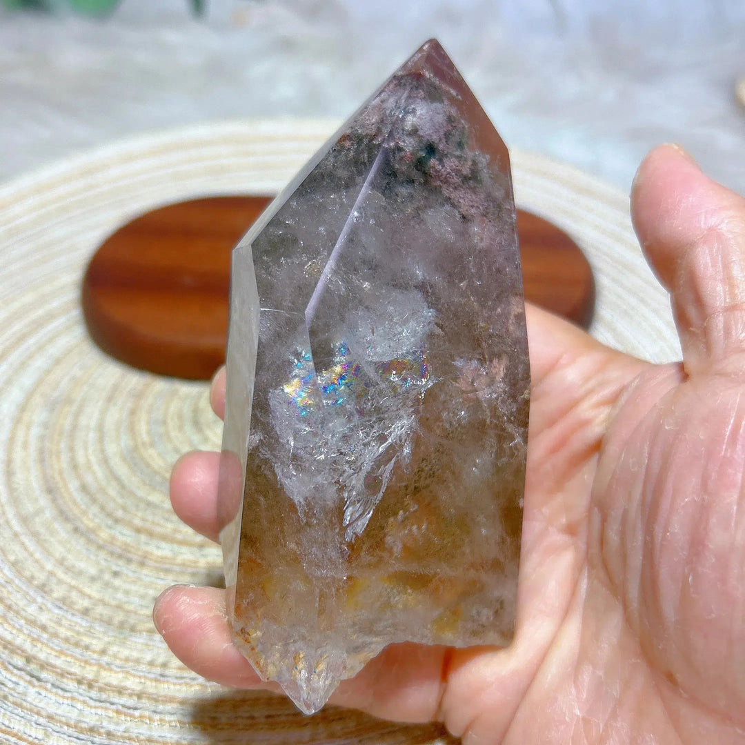 Garden Quartz Point With Rainbows