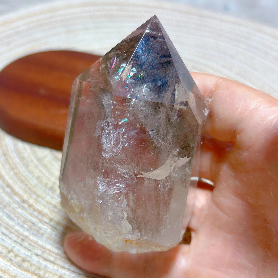 Garden Quartz Point With Rainbows