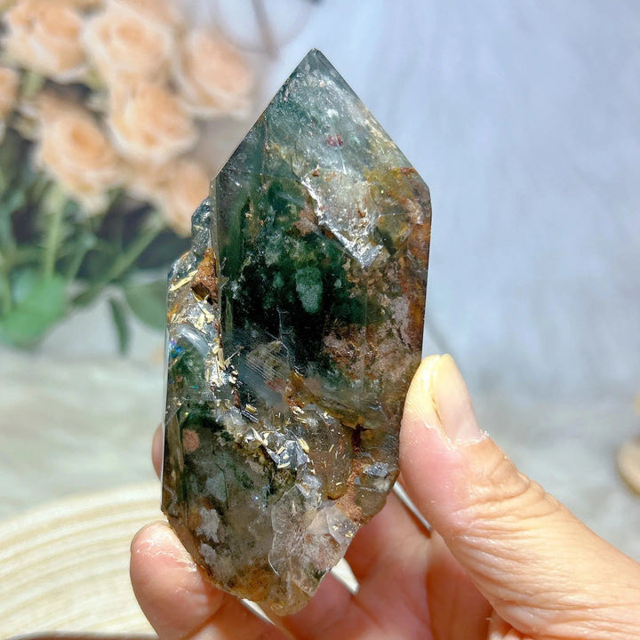 Garden Quartz Point With Rainbows