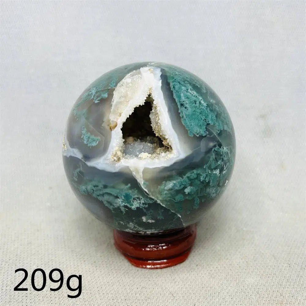 Geode Moss Agate Sphere