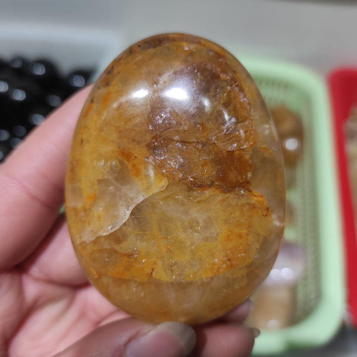 Golden Healer Quartz Palm Stone