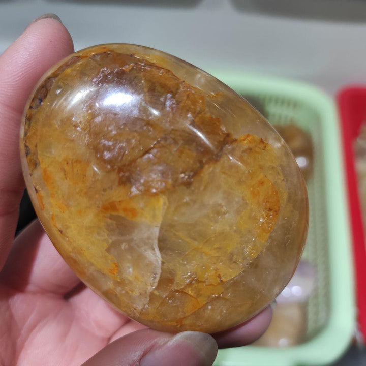 Golden Healer Quartz Palm Stone