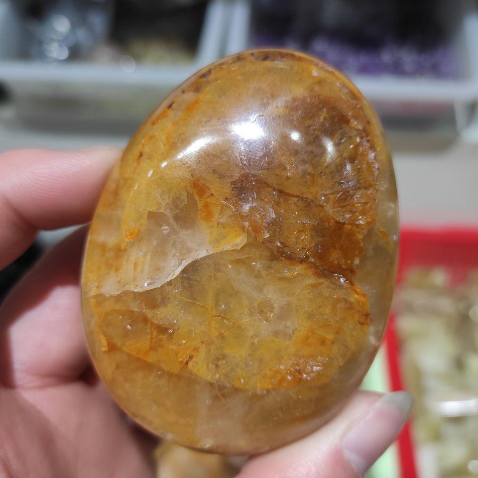 Golden Healer Quartz Palm Stone