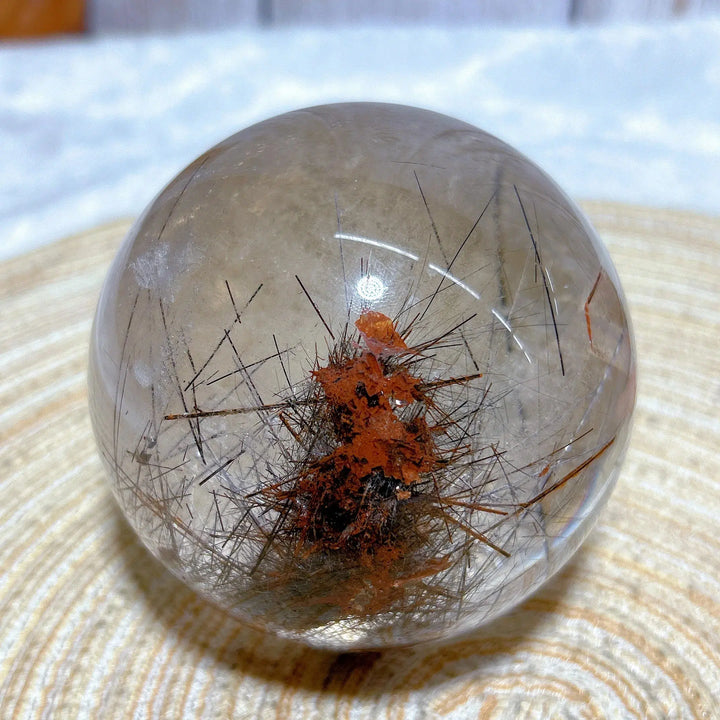 Golden Rutile Quartz Sphere With Rainbows