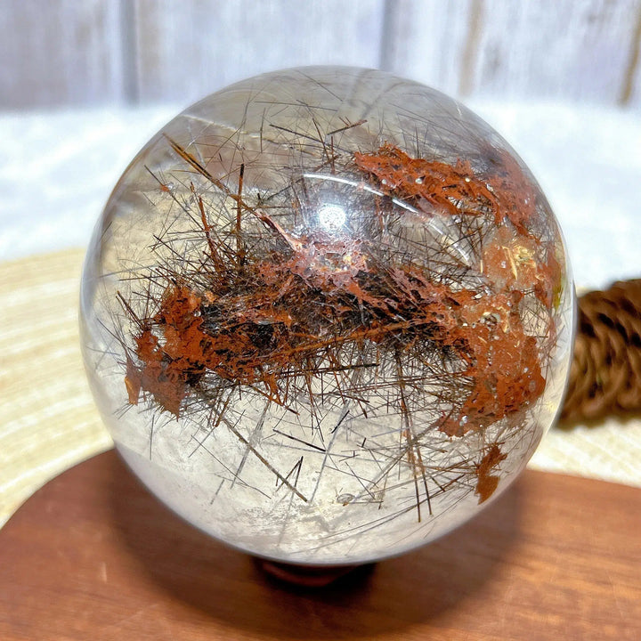 Golden Rutile Quartz Sphere With Rainbows