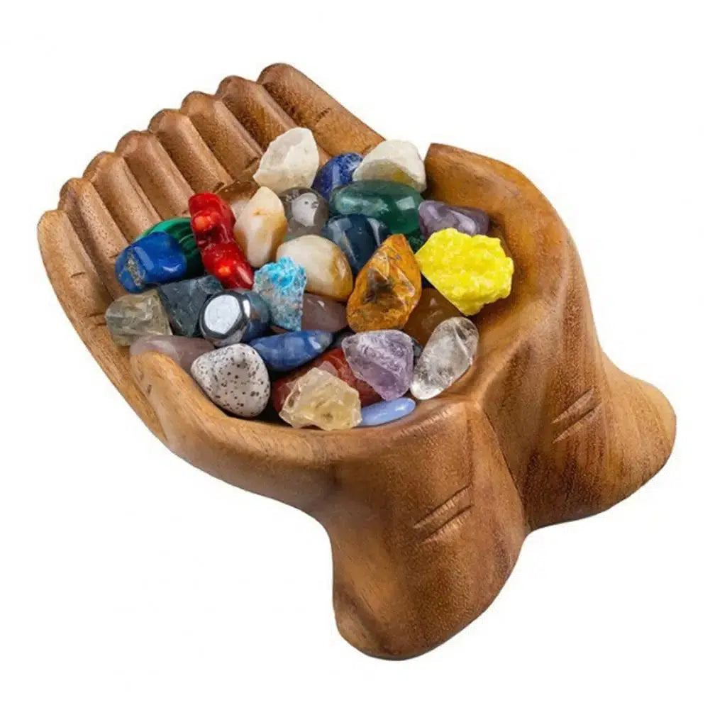 Grateful Hands Wooden Crystal Tray