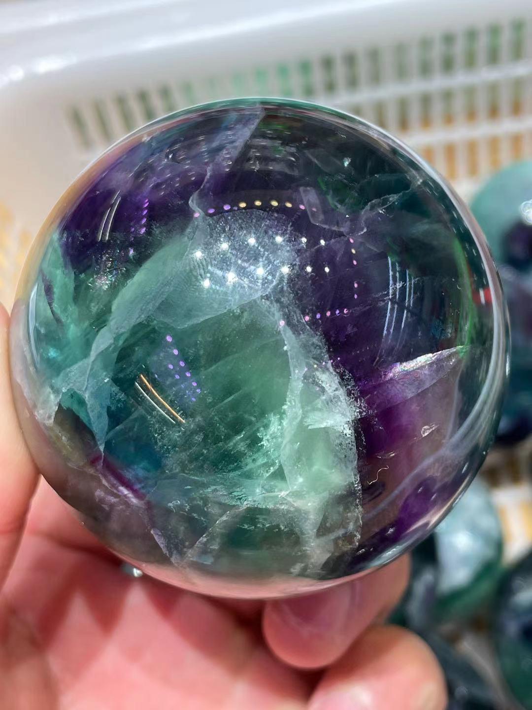 Green And Purple Fluorite Sphere