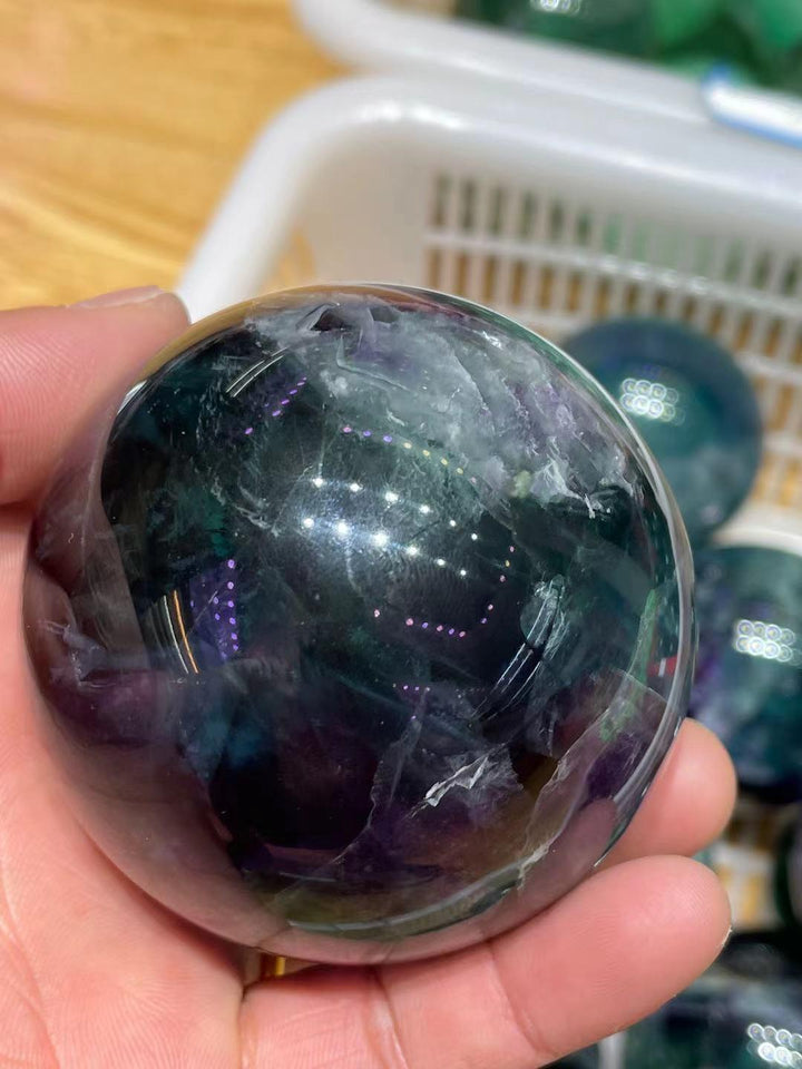 Green And Purple Fluorite Sphere