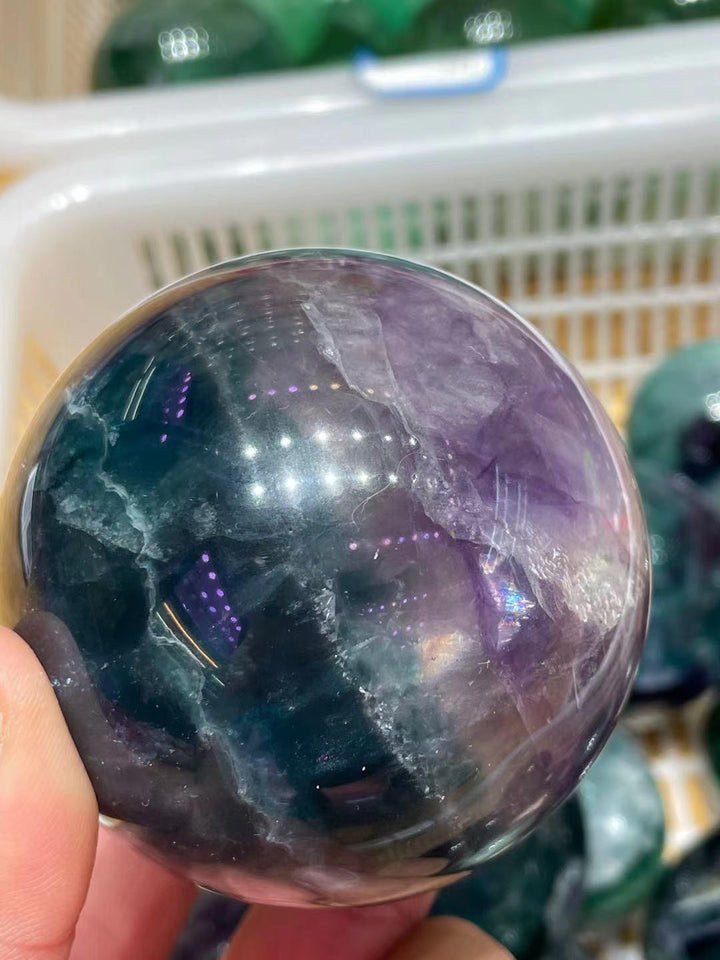 Green And Purple Fluorite Sphere