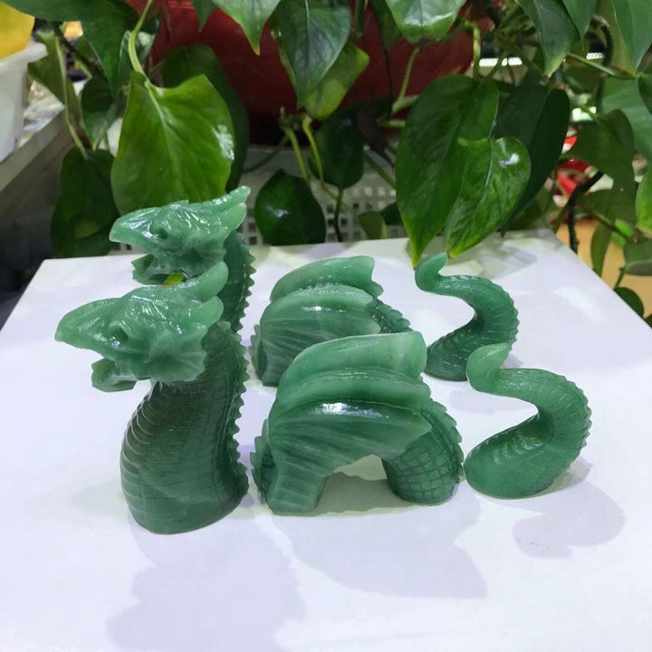 Green Aventurine Dragon 3-piece Sculpture