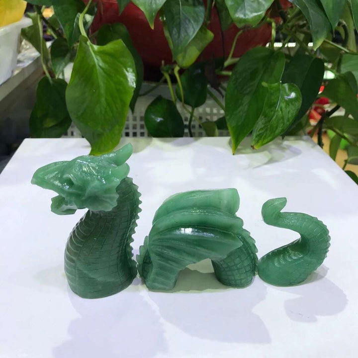 Green Aventurine Dragon 3-piece Sculpture