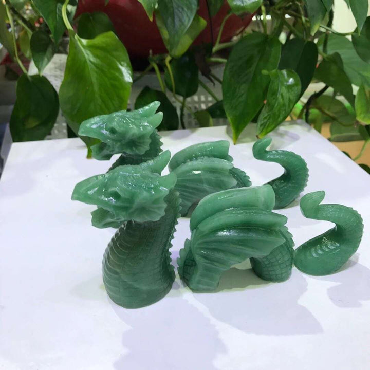 Green Aventurine Dragon 3-piece Sculpture