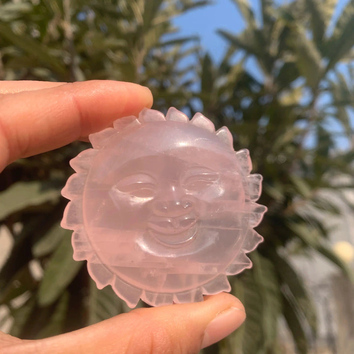 Green Aventurine Or Rose Quartz Sun Face