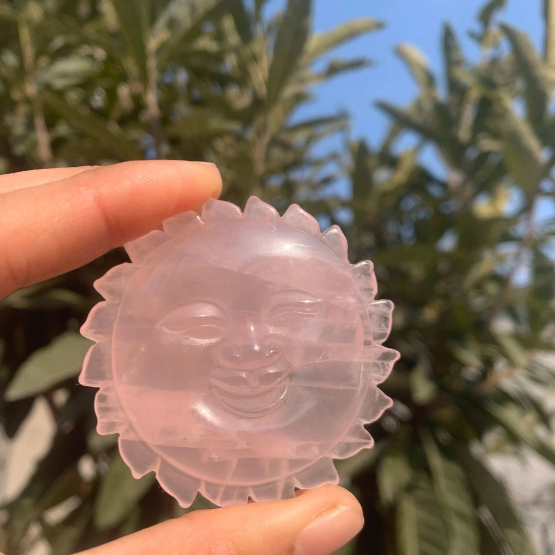 Green Aventurine Or Rose Quartz Sun Face