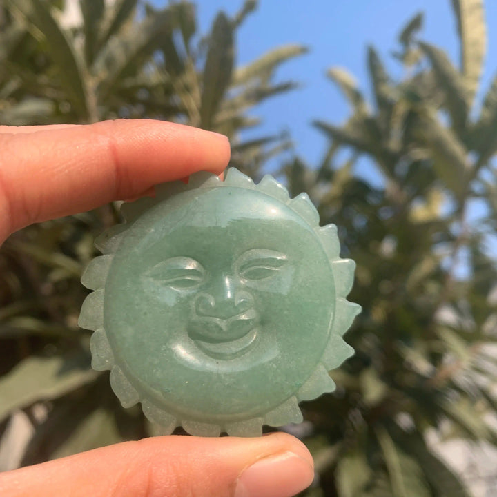 Green Aventurine Or Rose Quartz Sun Face