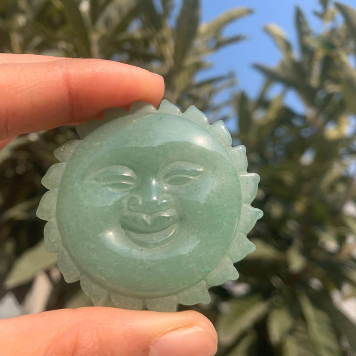 Green Aventurine Or Rose Quartz Sun Face