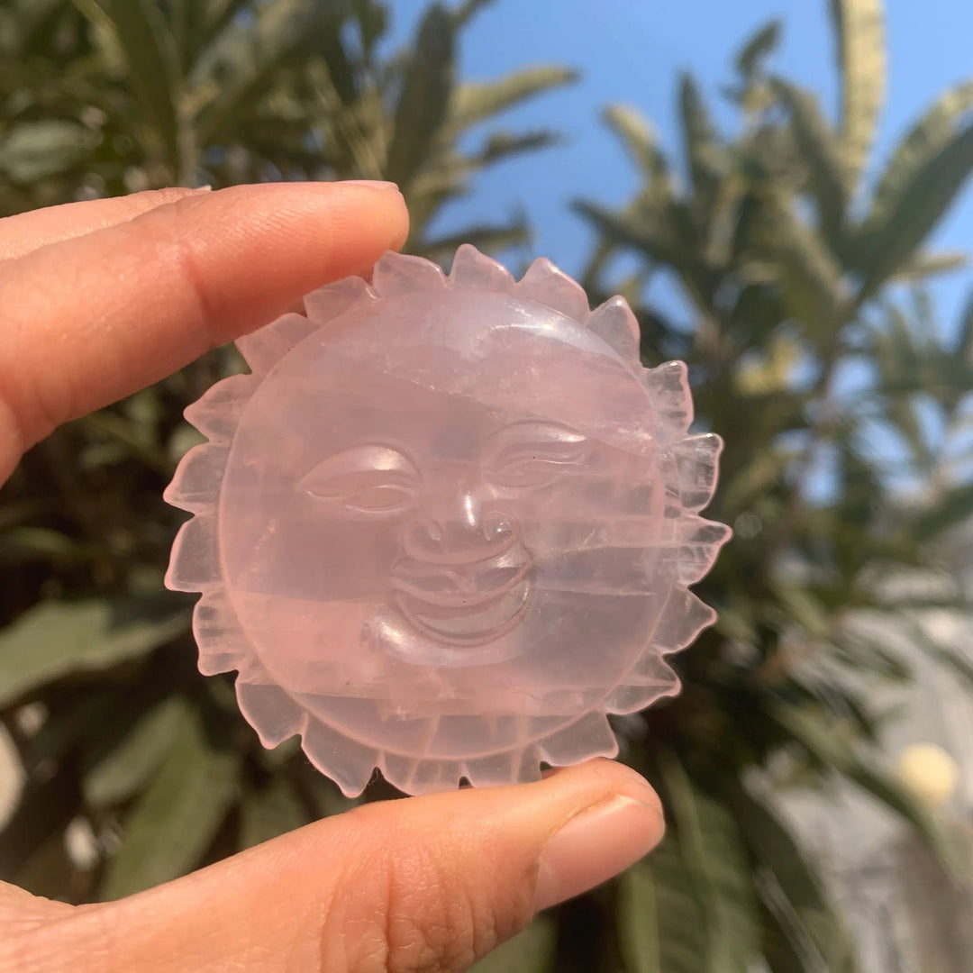 Green Aventurine Or Rose Quartz Sun Face