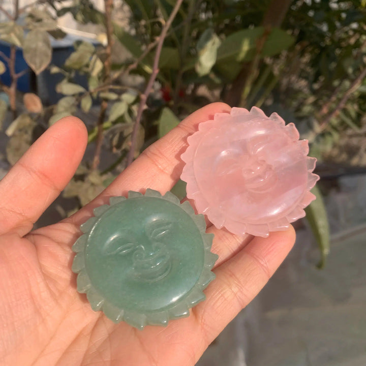 Green Aventurine Or Rose Quartz Sun Face