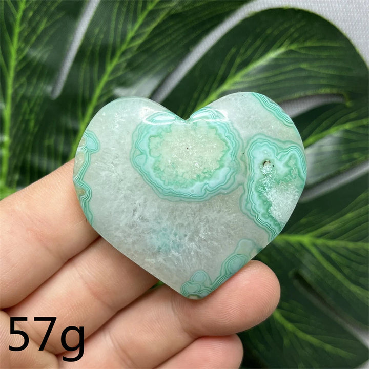 Green Cherry Blossom Agate Hearts