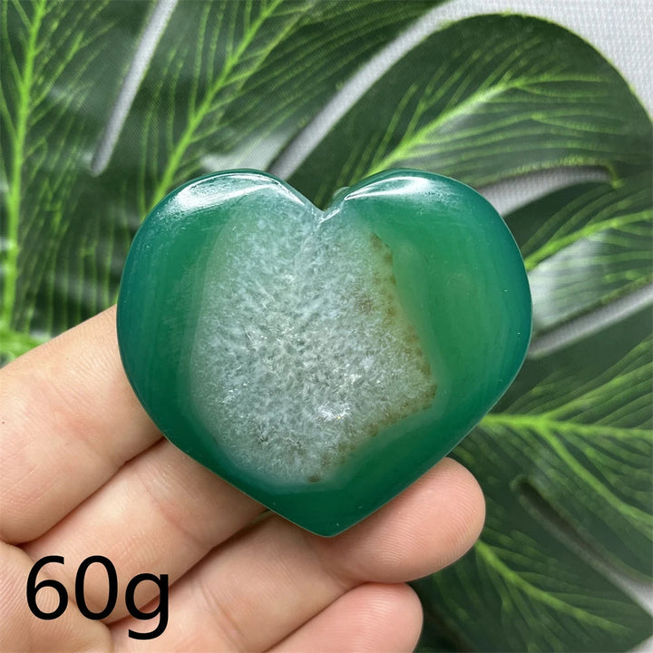 Green Cherry Blossom Agate Hearts