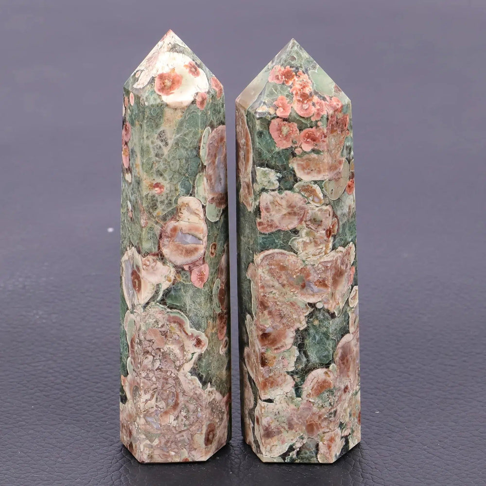 Green Cherry Blossom Agate Tower