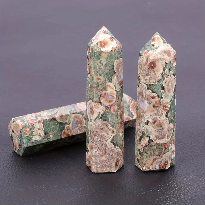 Green Cherry Blossom Agate Tower