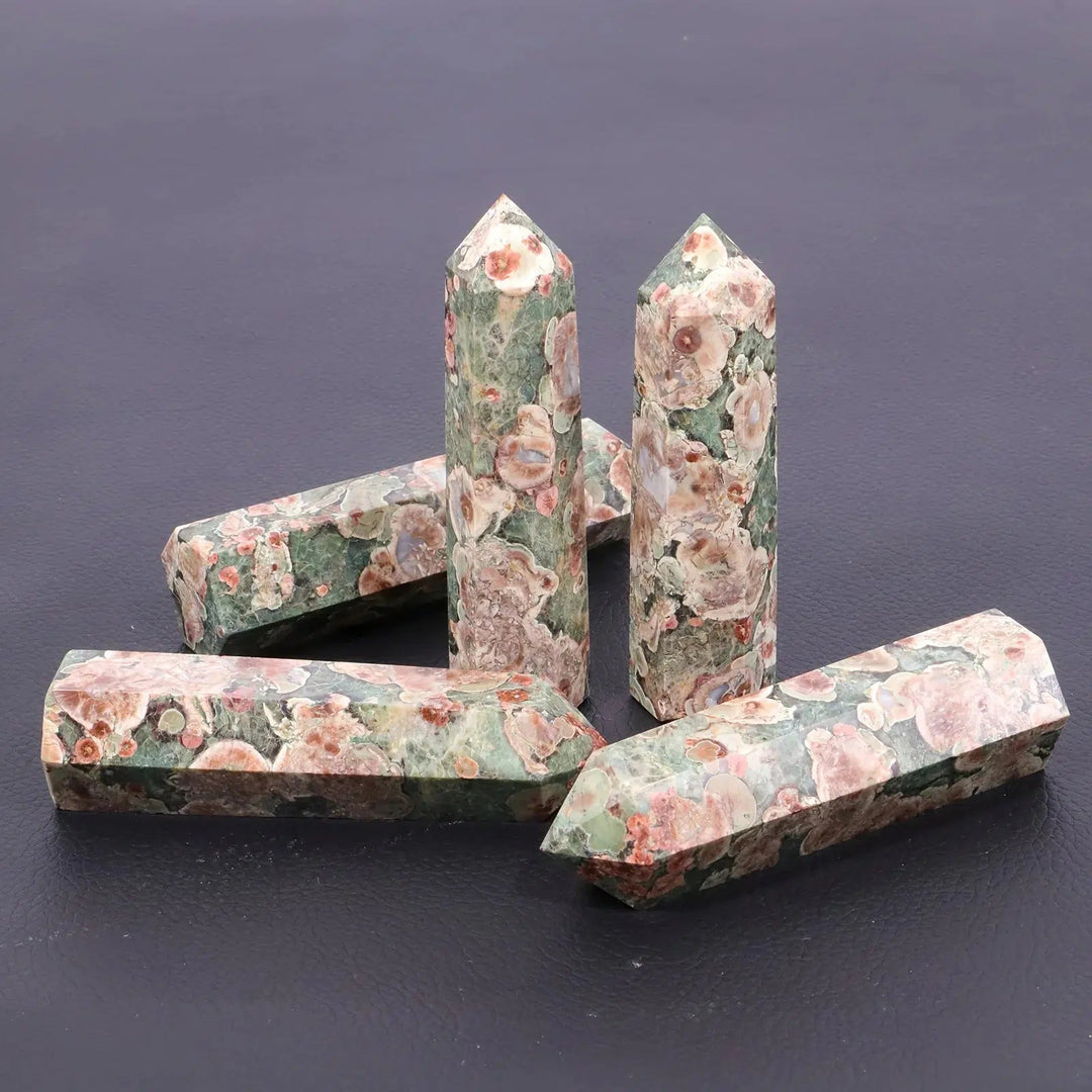 Green Cherry Blossom Agate Tower