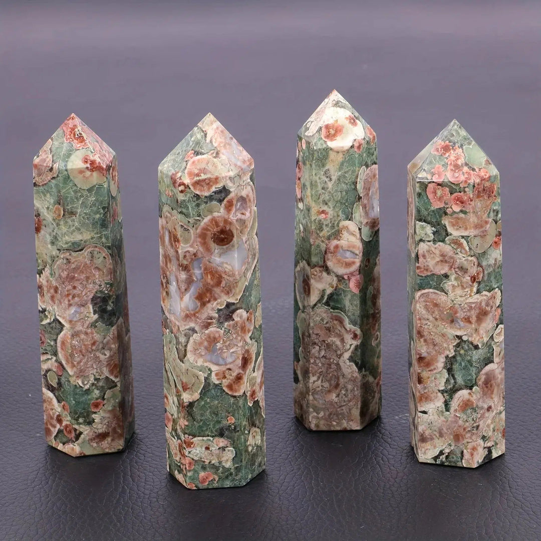 Green Cherry Blossom Agate Tower