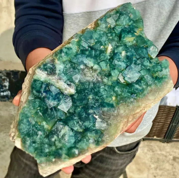 Green Cube Fluorite Rough Rock Cluster