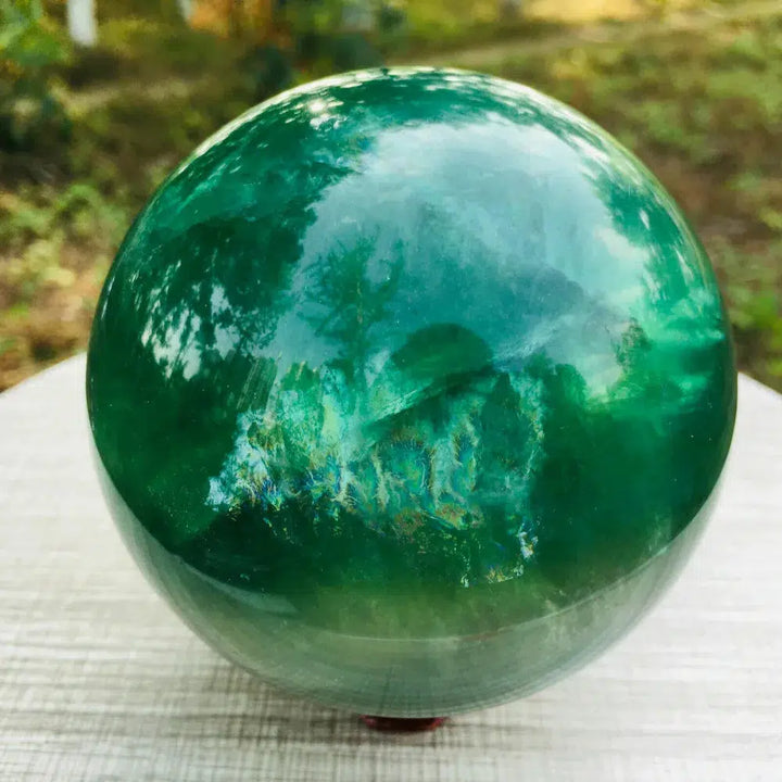 Green Fluorite Crystal Sphere