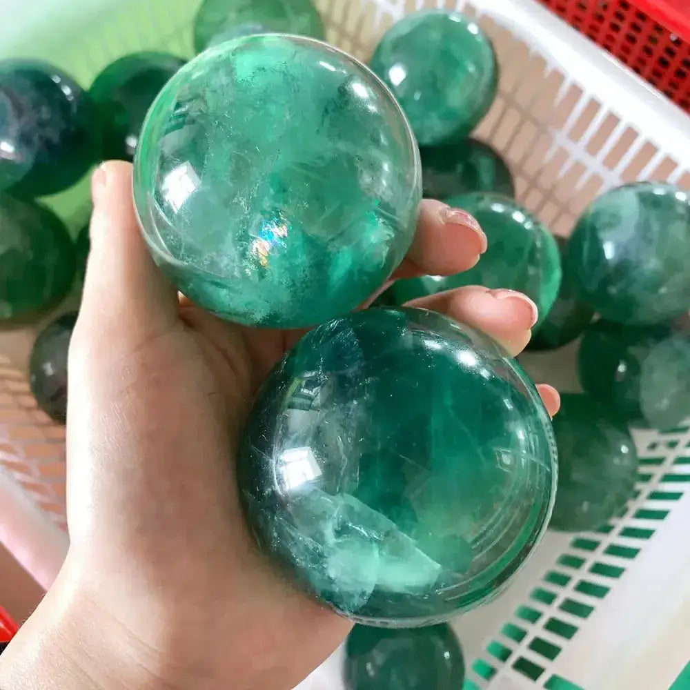 Green Fluorite Sphere for Emotional Balance and Clarity-Spheres-Ali-Green Fluorite-Diameter 30mm-Crystal Destiny